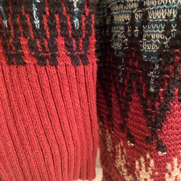 Ecote Red, Blue, Black Chevron Open Cardigan Sweater, Size M - Picture 4 of 4